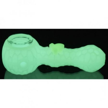 Stratus - 4" Silicone Hand Pipe 2 In 1 With Honey Dab Straw - Glow in The Dark New