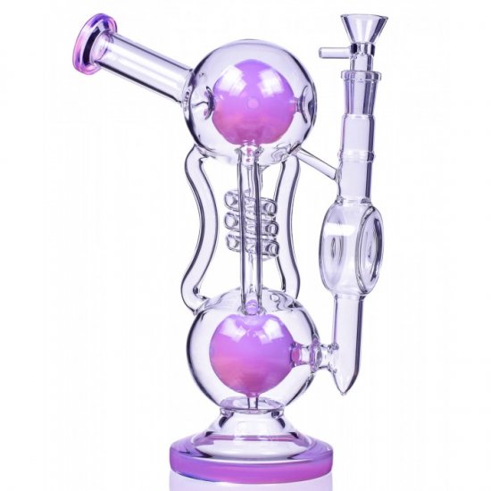 Sweet Smoke - 10\" Double Ball Chamber Scientific Bong - Pink New