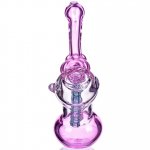 7" Girly Double Chamber Glass Bubbler - Pink New