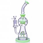 Smoke Propeller Dab Rig - 12" Dual Spinning Propeller Perc To Swiss Faberge Egg Perc - Milky Green New