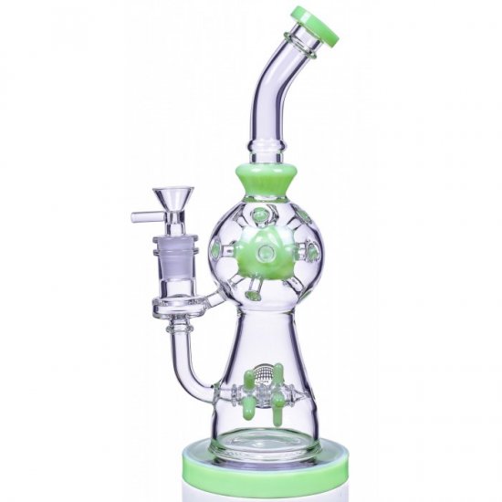 Smoke Propeller Dab Rig - 12\" Dual Spinning Propeller Perc To Swiss Faberge Egg Perc - Milky Green New