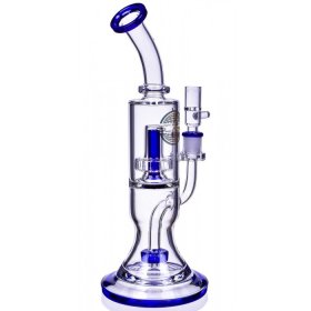 Sapphire Rig - 12" Double Showerhead Dab Rig With 14MM Male Banger Bowl New