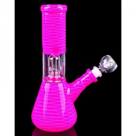 8" Matrix Percolator Girly Bong With Down Stem And Bowl - Soft Pink New