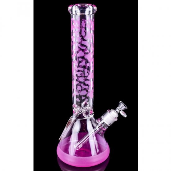 The Vibranium - Chill Glass 15\" Thick UV Reactive Color Changing Beaker Base Bong - Pink New