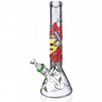 Happy Skull - 15" Bong with Hand Painted 'Sugar Skull' New