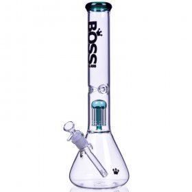 16" Extra Heavy Twin Tree Perc Bong Water Pipe w/ Matching Bowl - Green New