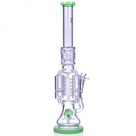 Chamber's of Secrets - SMOQ Glass - 22" Quad Honeycomb to Sprinkler Perc Bong - Green New