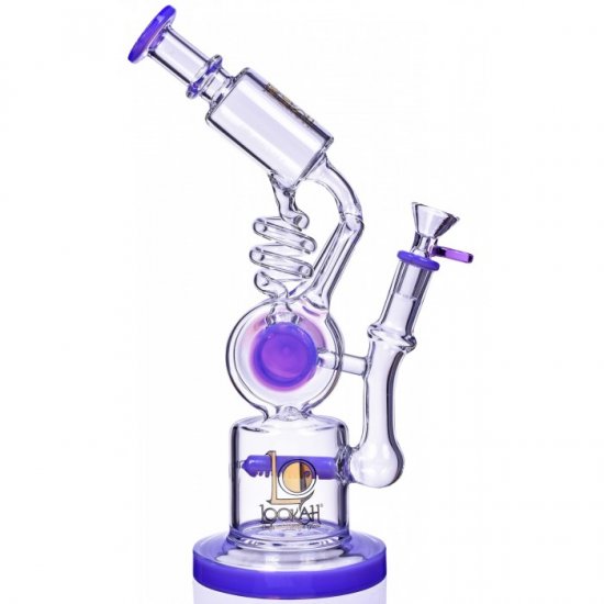 Smoker\'s Gun - Lookah? - 12\" Coil To Inline Perc Bong - Purple New