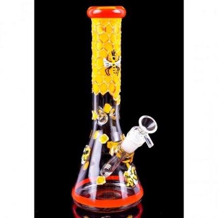 Firebee's - 11" Honeycomb Glow In The Dark Beaker Bong New