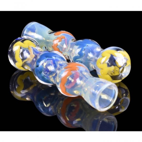 3\" Bubbled Chillum Tri Color - Rasta New