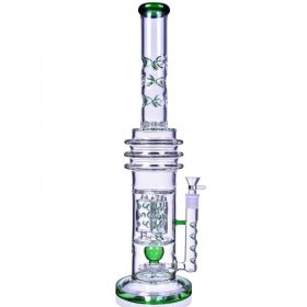 Smoke Runner - 22" Triple Chamber w/ Sprinkler Perc Bong - Green New