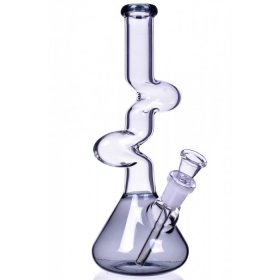 The Goliath - Curved Neck Double Zong Bong Water Pipe - Ash Black New