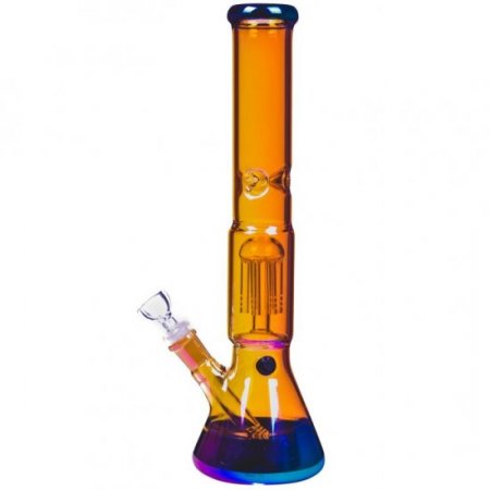 Gold Digger - 13" Golden Fumed Chameleon Beaker Base Tree Perc Bong New