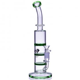 Tower Of Smoke - Diamond Glass? - 12" Double Honeycomb To Turbine Perc Bong - Green New