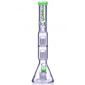 Hulk's Pipe - Cheech Glass - 19" Triple Tree Perc Beaker Base Bong - Slyme New