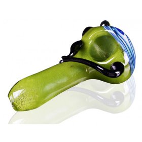 3" Zig Zag Head Horn Glass Spoon Hand Pipe - Green New