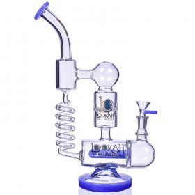 Tezcatlipoca - Lookah? - 13" Coil Perc to Honeycomb Perc Bong - Milky Blue New