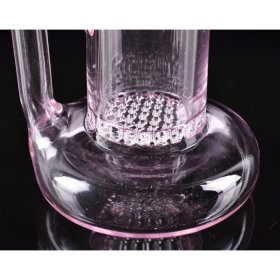 7" Micro Honeycomb Oil Rig Water Pipe Tilted - Saucer Chamber - Pink Tinted Glass New