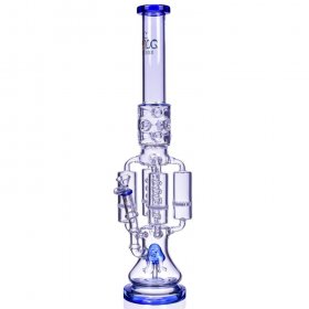 Chamber's of Secrets - SMOQ Glass - 22" Quad Honeycomb to Sprinkler Perc Bong - Blue New