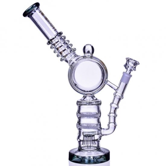 The Colosseum - Lookah? - 15\" Donut Recycler Honeycomb to Sprinkler Perc Bong - Winter Green New