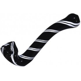 5" Striped Sherlock Glass Pipe - Black New
