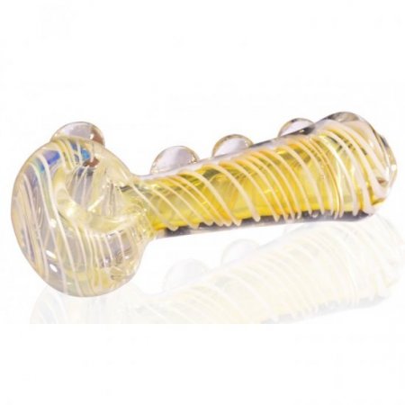 4" Fumed Spiral With Marbles - Golden Fumed New