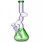 The Goliath - Curved Neck Double Zong Bong Water Pipe - Green New