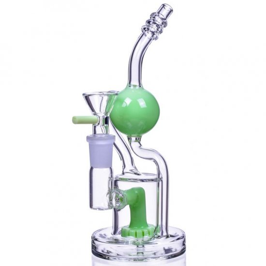 Exoskeletal Smoke - 8\" Dual Arm Showerhead Perc Recycler - Green New