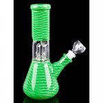 8" Matrix Percolator Bong With Down Stem And Bowl - Lime Green New