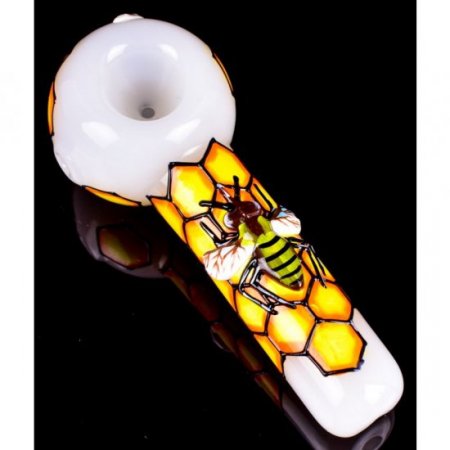 The Bumblebee - 5" Honeycomb Glass Pipe New