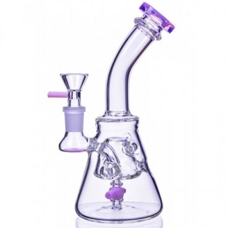 8" Titled Propeller Perc Fabegg Base Bong - Pink New