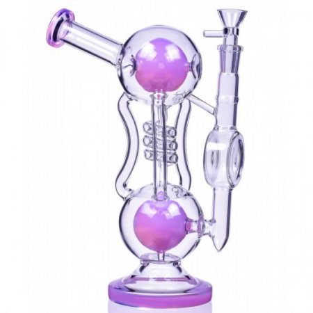 Sweet Smoke - 10" Double Ball Chamber Scientific Bong - Pink New