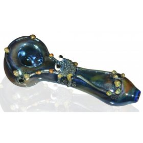 Mayan Shimmering Metallic Blue Frog Glass Hand Pipe New