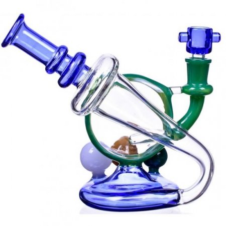 Smoke Horn - 7" Twisty Recycler Glass Bong Water Pipe New