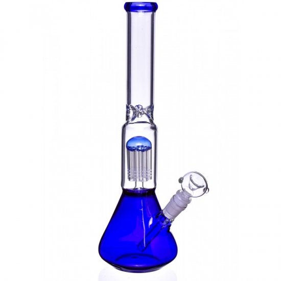 14\" Beaker Base Bong with 8-Arm Tree Perc Water Pipe - Blue New