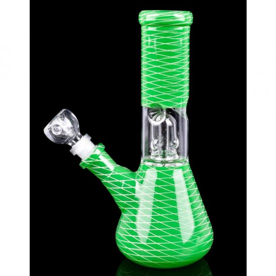 8\" Matrix Percolator Bong With Down Stem And Bowl - Lime Green New