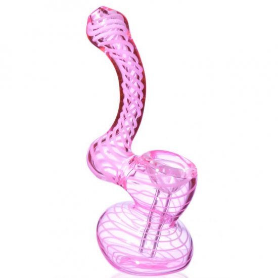 4\" Mini Swirled Bubbler Pipe - Pink New