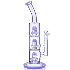 The Defender - 14" Triple Inline Showerhead Bong - American Blue New