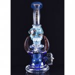 Twin Horned Skull Bong - 10" Showerhead Rig - Tattoo Glass New