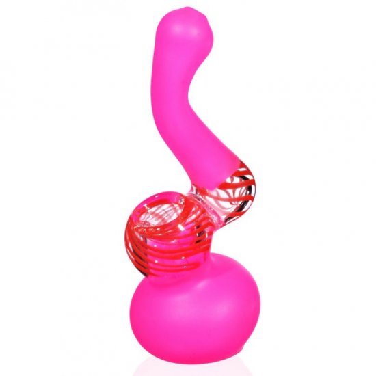 6\" Mini Frosted Bubbler Pipe - Pink New