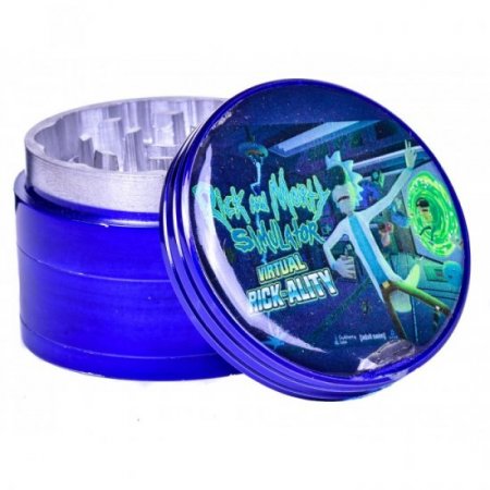 The Time Travelers - Rick & Morty Four Part Aluminium Grinder - Blue New