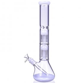17" Double Tree Perc 16 Arm Bong with Down Stem and Matching Bowl - White New