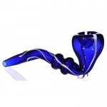 5" Ridged Sherlock Glass Pipe - Blue New