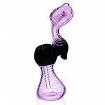 The Pink Cobra -6" Swirled Pink Bubbler Pipe - Girly Bubbler New