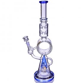 Lord Of Space Stone - Lookah? - 18" Mushroom Domed Sprinkler Perc Bong - Blue New