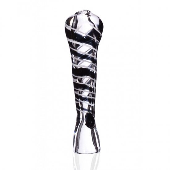 3\" Swirled Striped Fumed Chillum - Black New