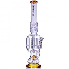 Strange Smoke - Lookah? - 20" Sprinkler Perc And Quad Honeycomb Bong - Amber New