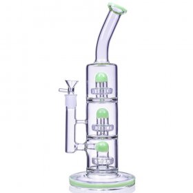 The Defender - 14" Triple Inline Showerhead Bong - American Green New