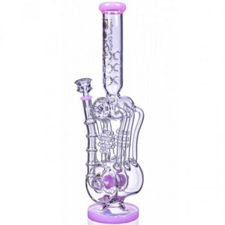 The Missing Alderaan Relic - Lookah? - 18" Barrel Spiral Blast Recycle Ice Glass Bong - American Pink New