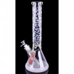 The Angel - ChillGlass - 15" Sotted White Frosted Decal Beaker Base Bong - Yellow New